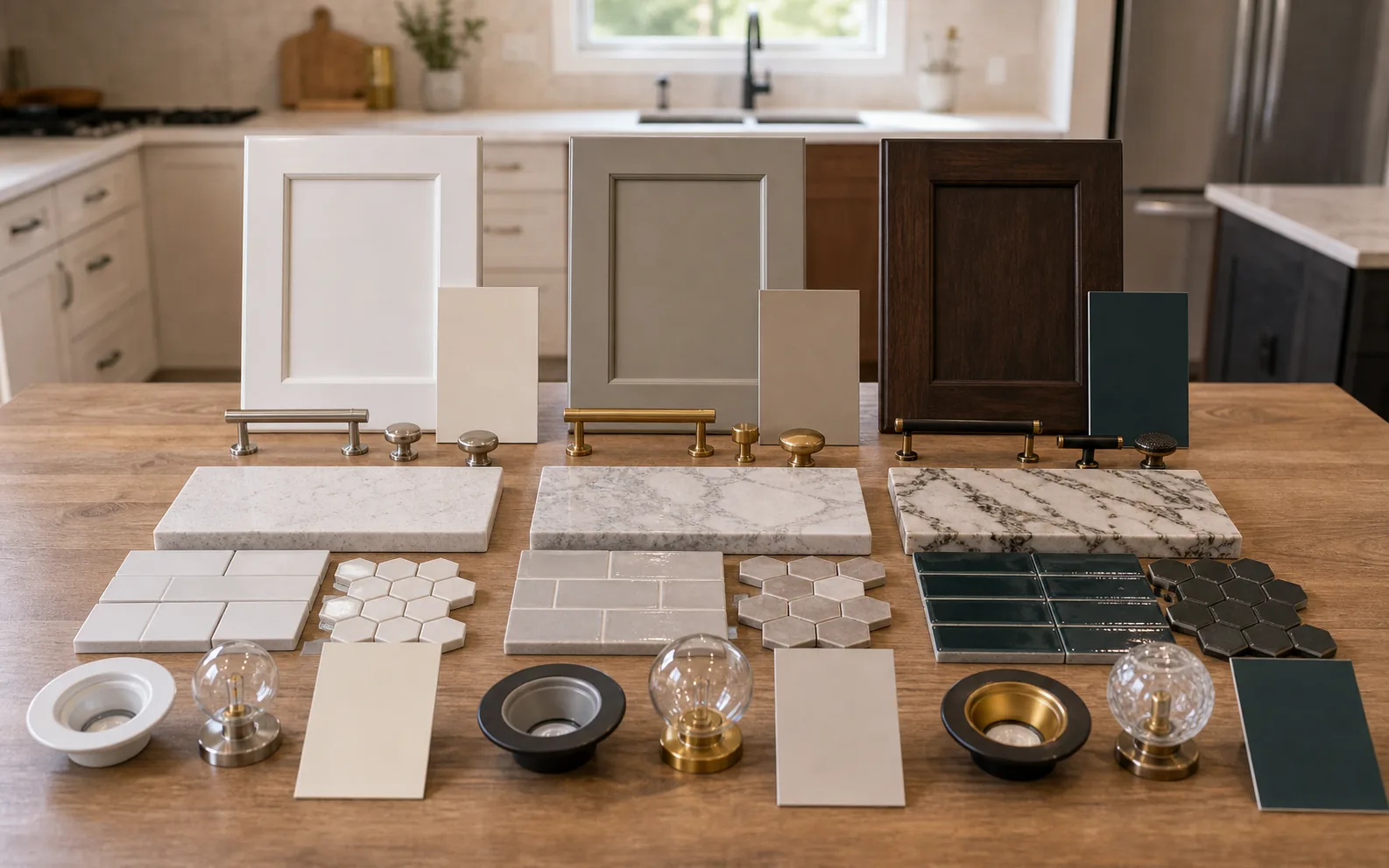 Good better best remodel option detail with hardware counter tile lighting and blank cost cards
